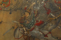 Chinese Qing Dynasty Three-Panel Scroll Lacquered Screen