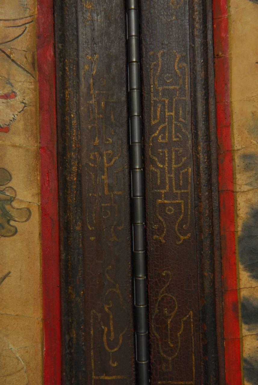 Chinese Qing Dynasty Three-Panel Scroll Lacquered Screen 1