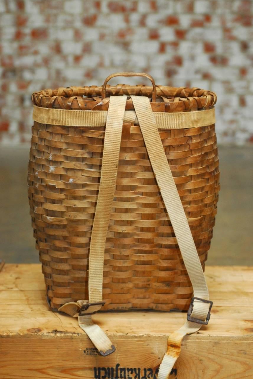 Hand-Crafted American Adirondack Trappers Basket or Pack Basket