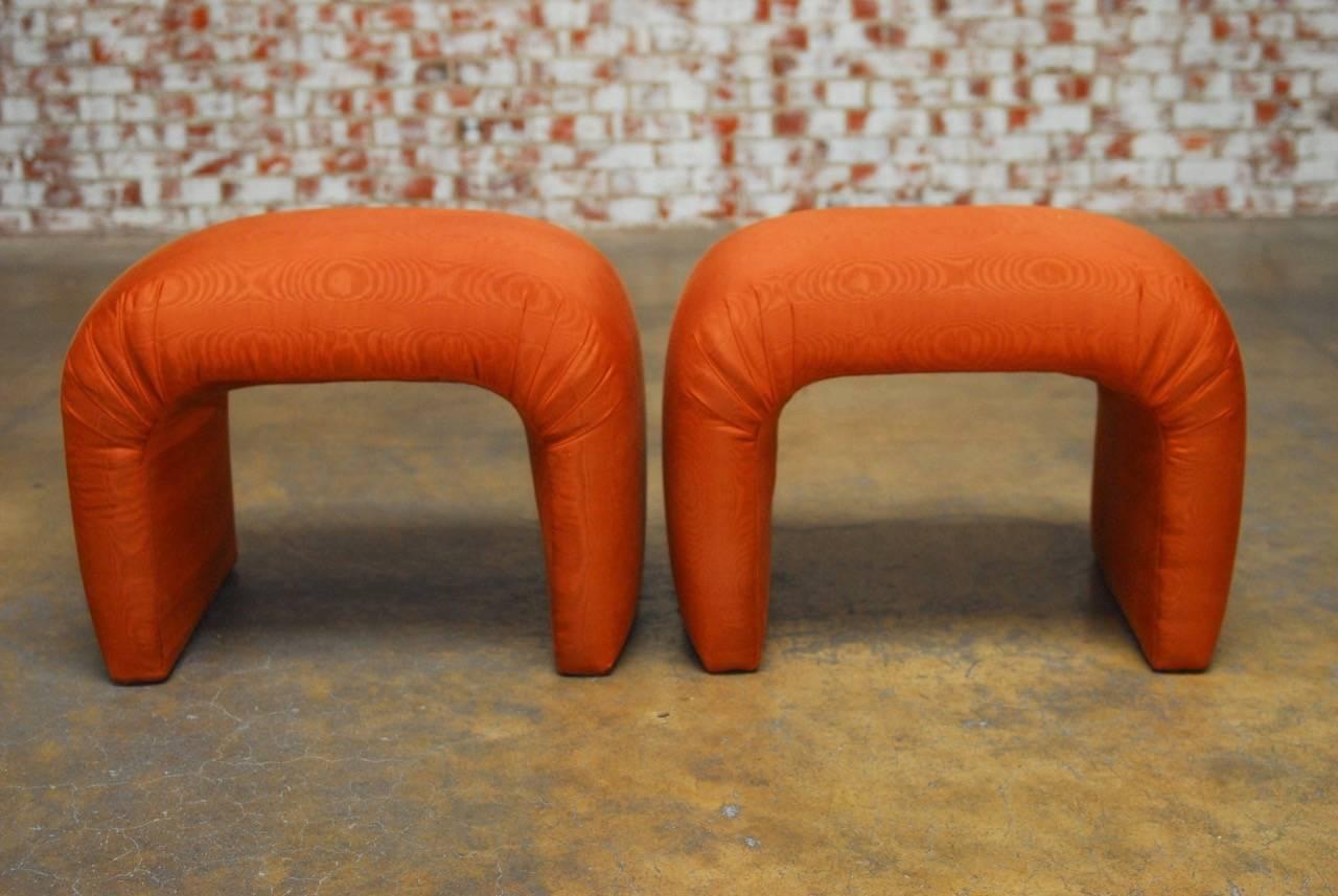 Pair of Midcentury Waterfall Benches Attributed to Milo Baughman 1