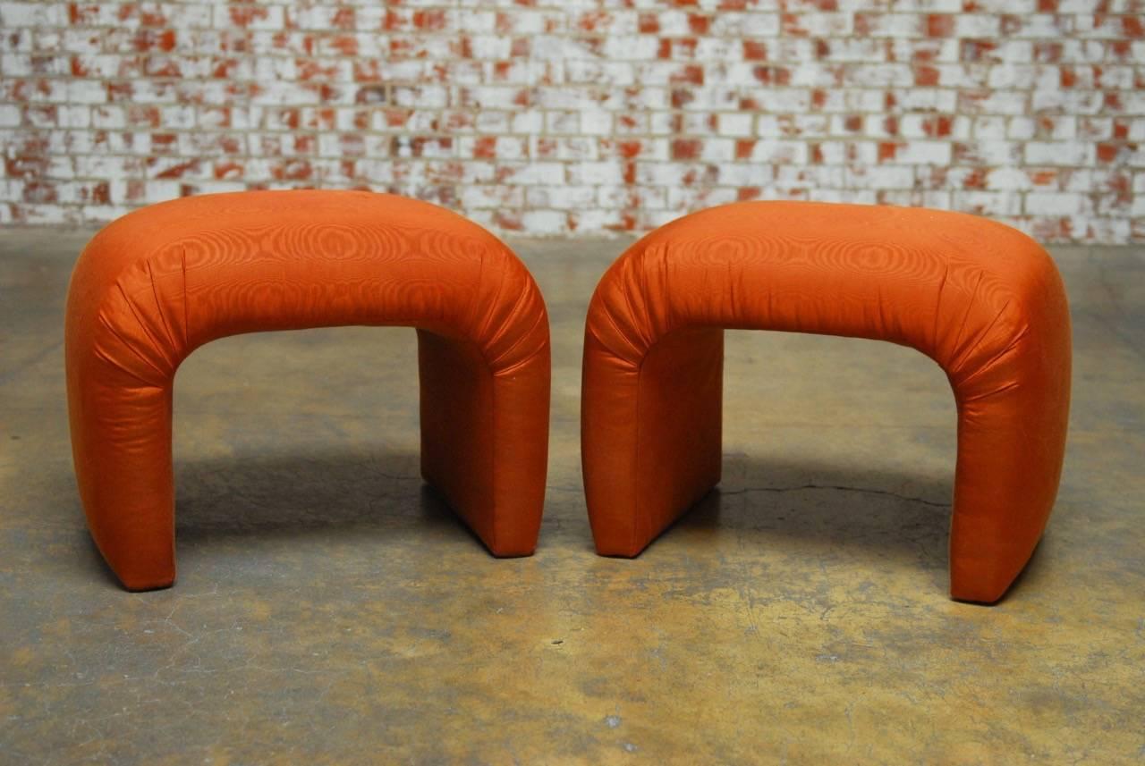 Mid-Century Modern Pair of Midcentury Waterfall Benches Attributed to Milo Baughman