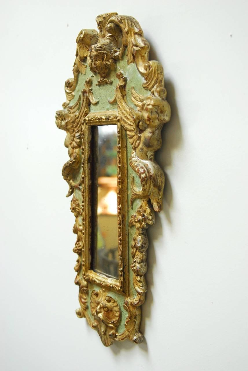 19th Century Italian Carved Neoclassical Silver Leaf Mirror 2
