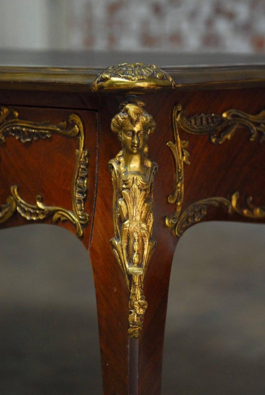 European Louis XV Style Ormolu Mounted Figural Bureau Plat Writing Table