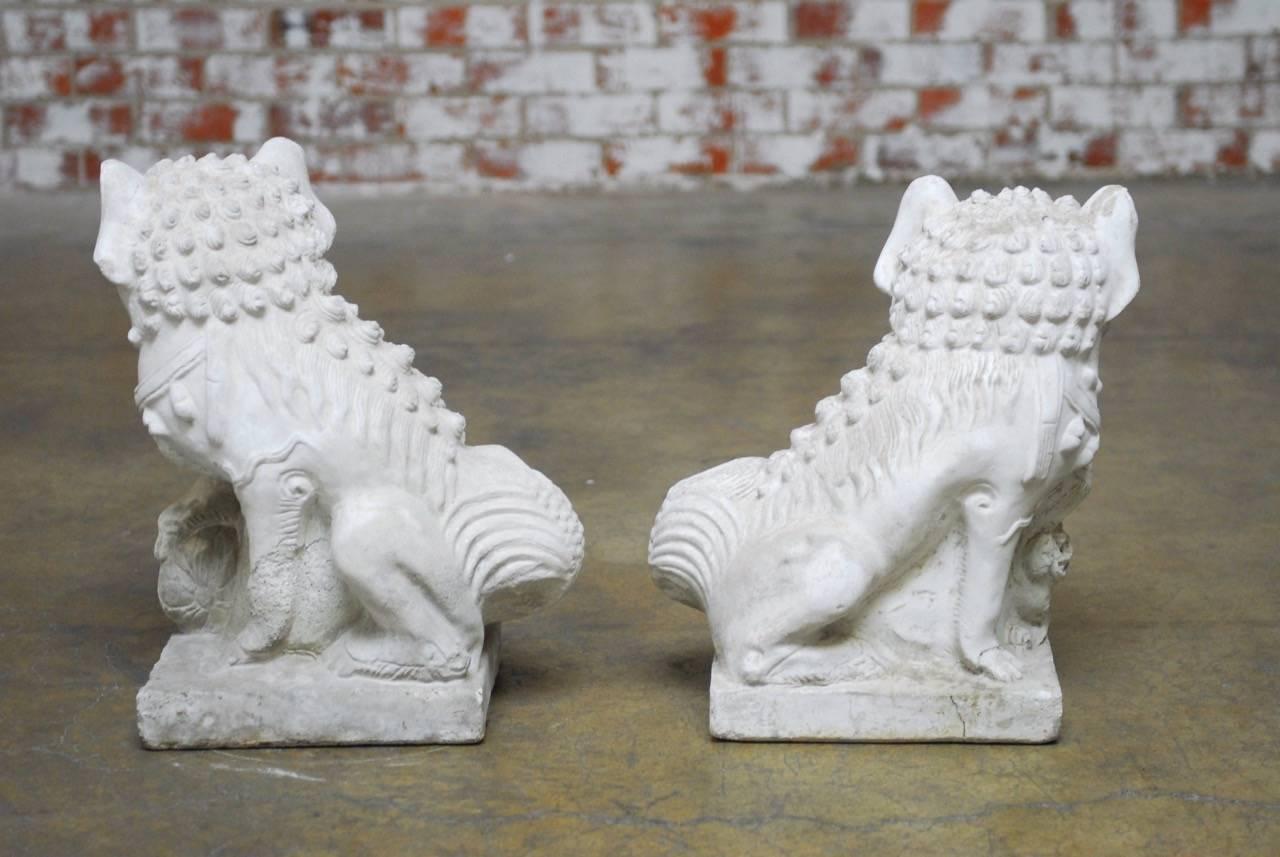 Pair of Molded Stone Chinese Foo Dog Statues  2