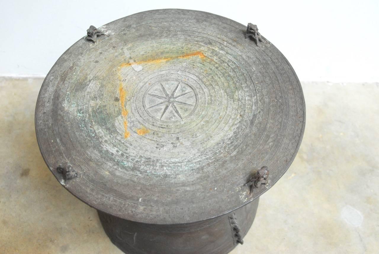 20th Century Southeast Asian Patinated Bronze Rain Drum Table