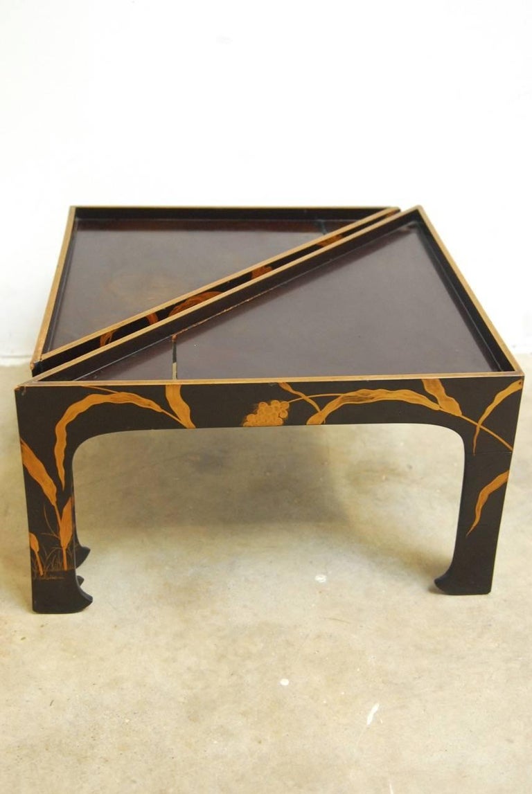 Nest of Four Chinoiserie Lacquered Stacking Tray Tables For Sale at 1stDibs