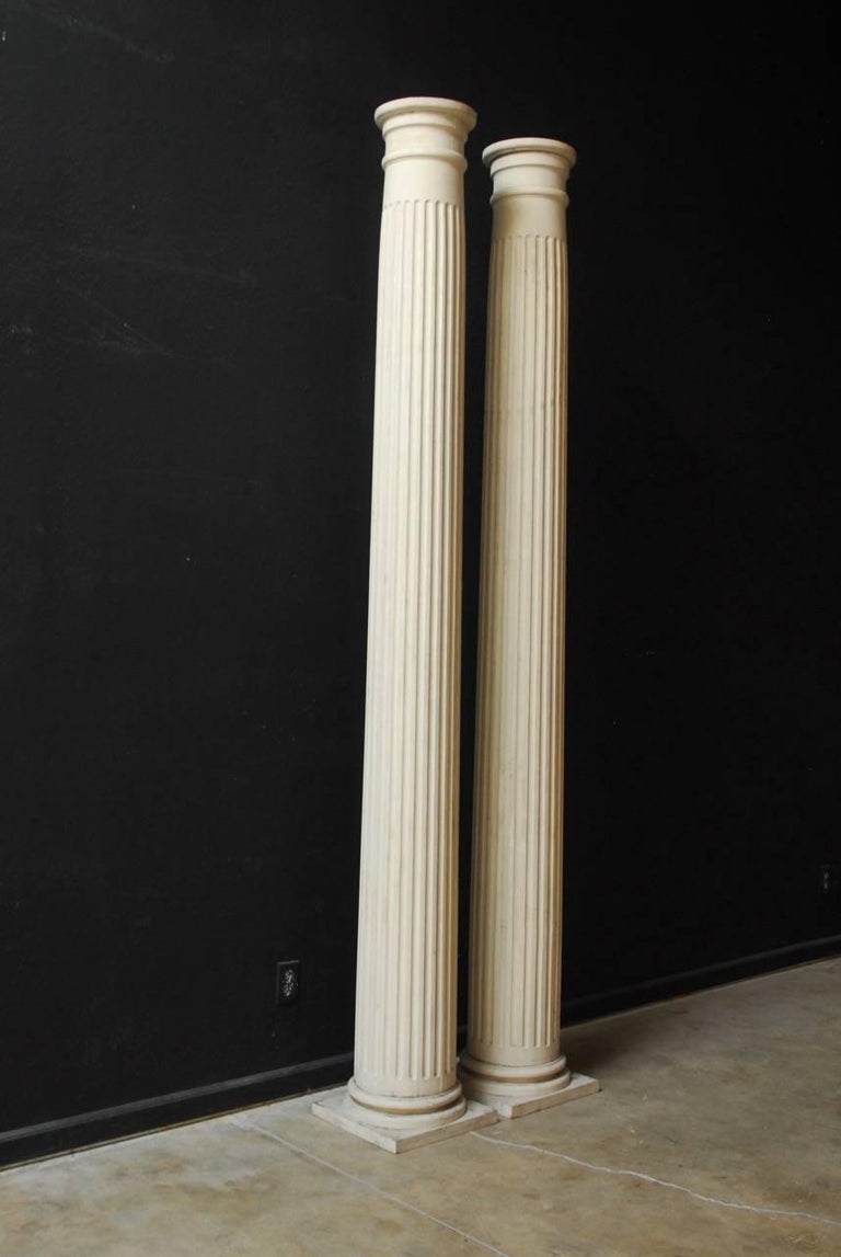 Pair of Neoclassical Fluted Wood Columns at 1stDibs