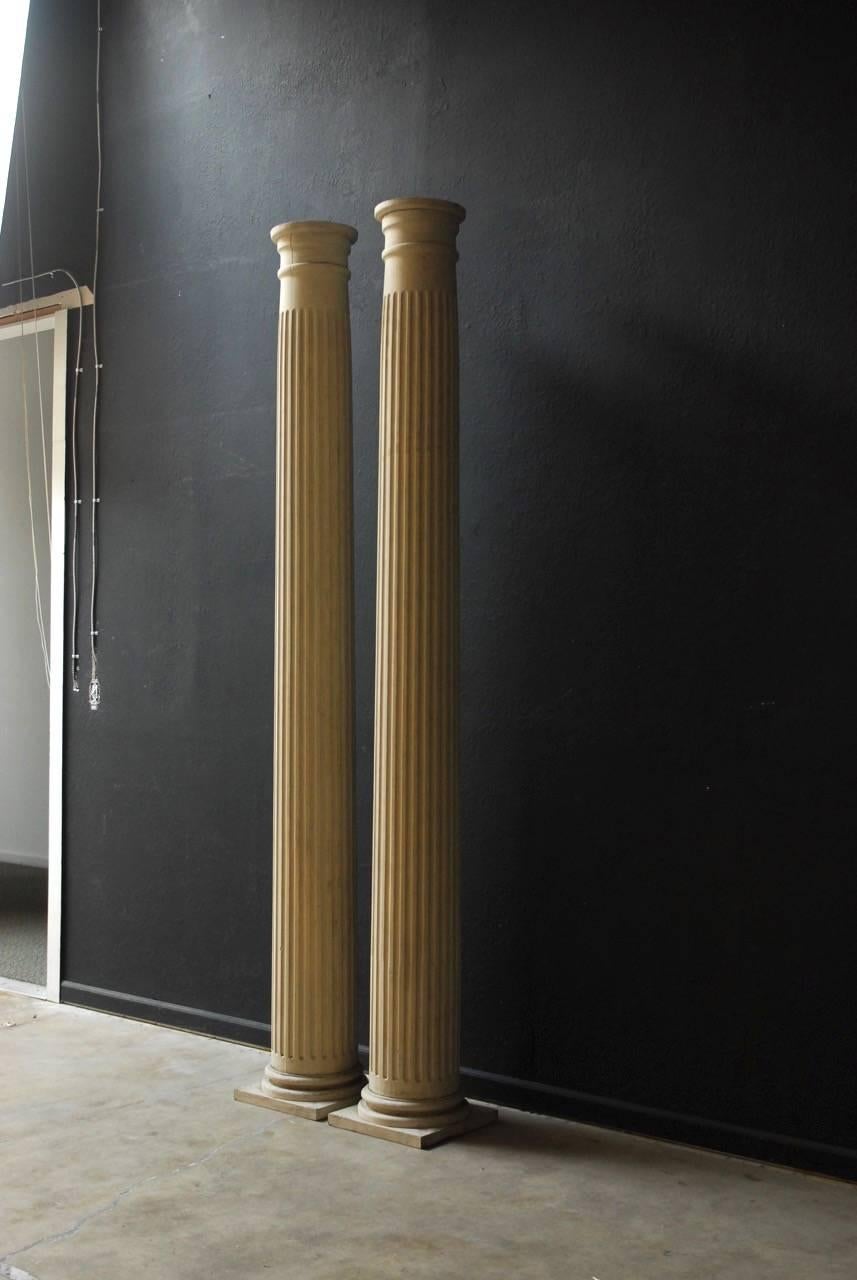 20th Century Pair of Neoclassical Fluted Wood Columns