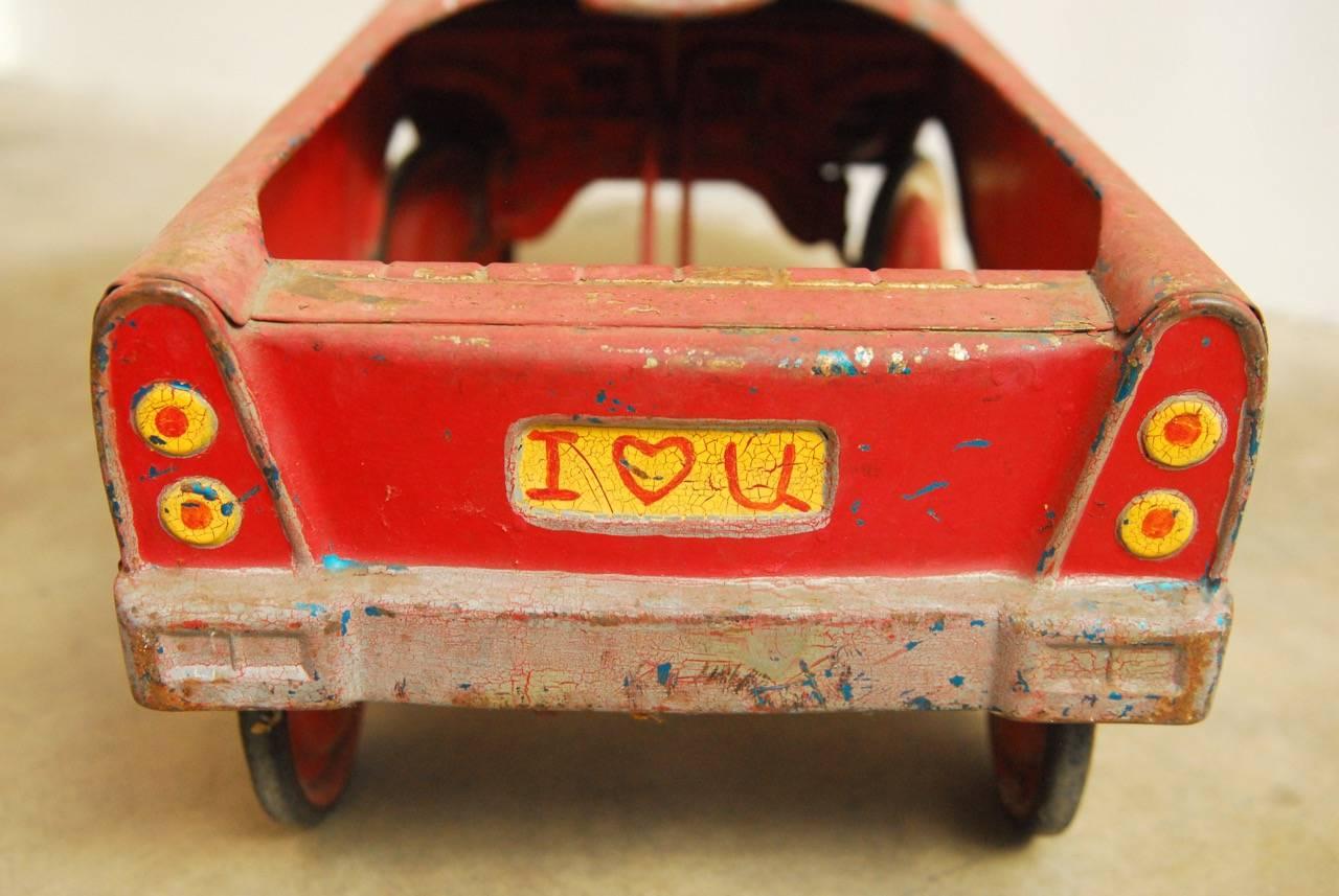 Vintage American Murray Red Child's Roadster Pedal Car In Distressed Condition In Rio Vista, CA