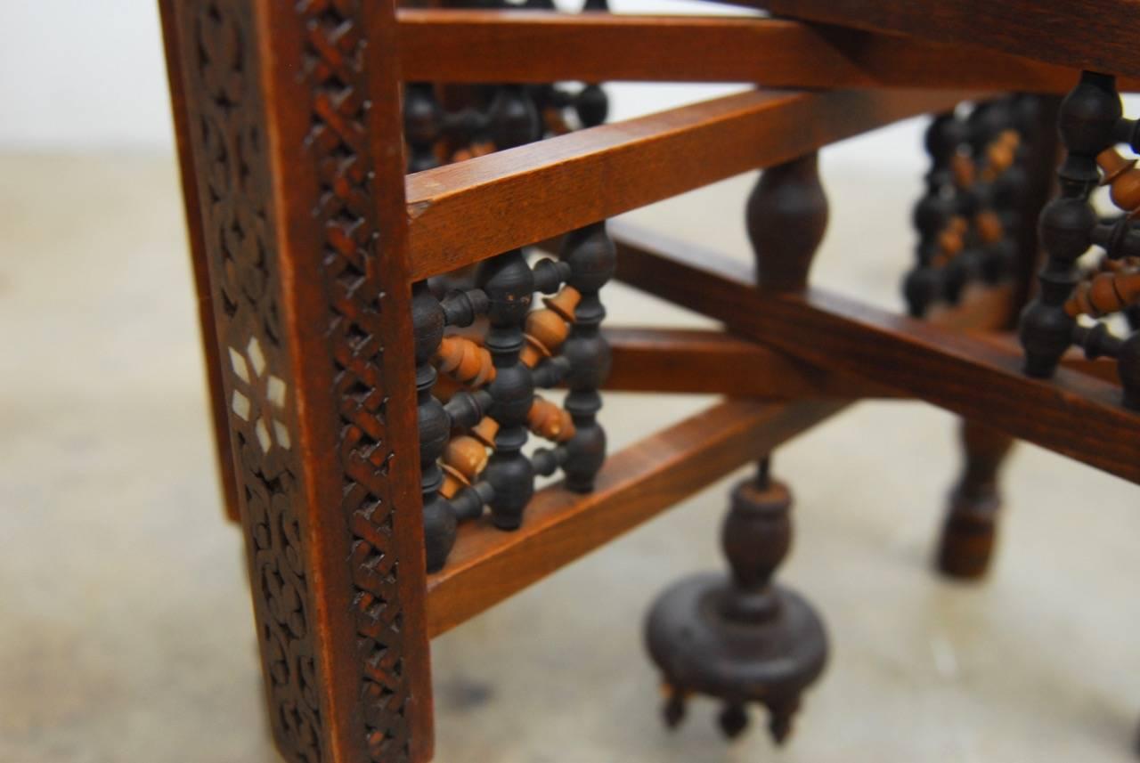 20th Century Middle Eastern Tabouret Brass Tray Drink Table