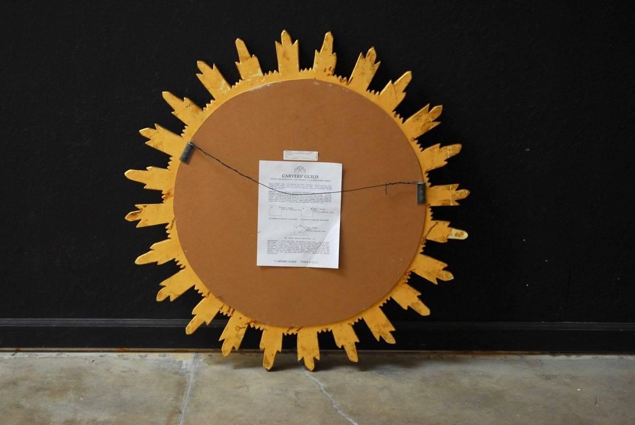 20th Century Gold Leaf Sunburst Convex Mirror by Carver's Guild