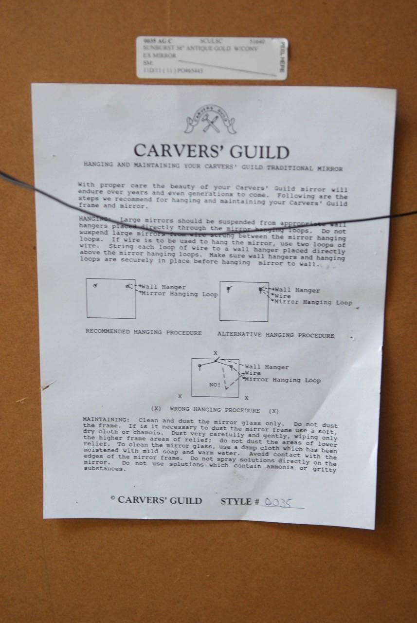 Wood Gold Leaf Sunburst Convex Mirror by Carver's Guild