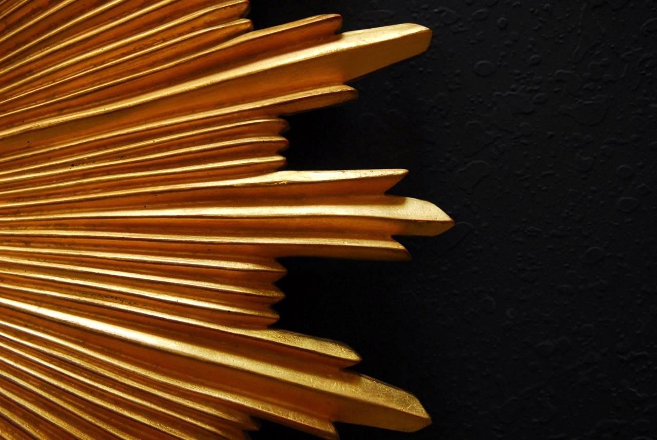 American Gold Leaf Sunburst Convex Mirror by Carver's Guild