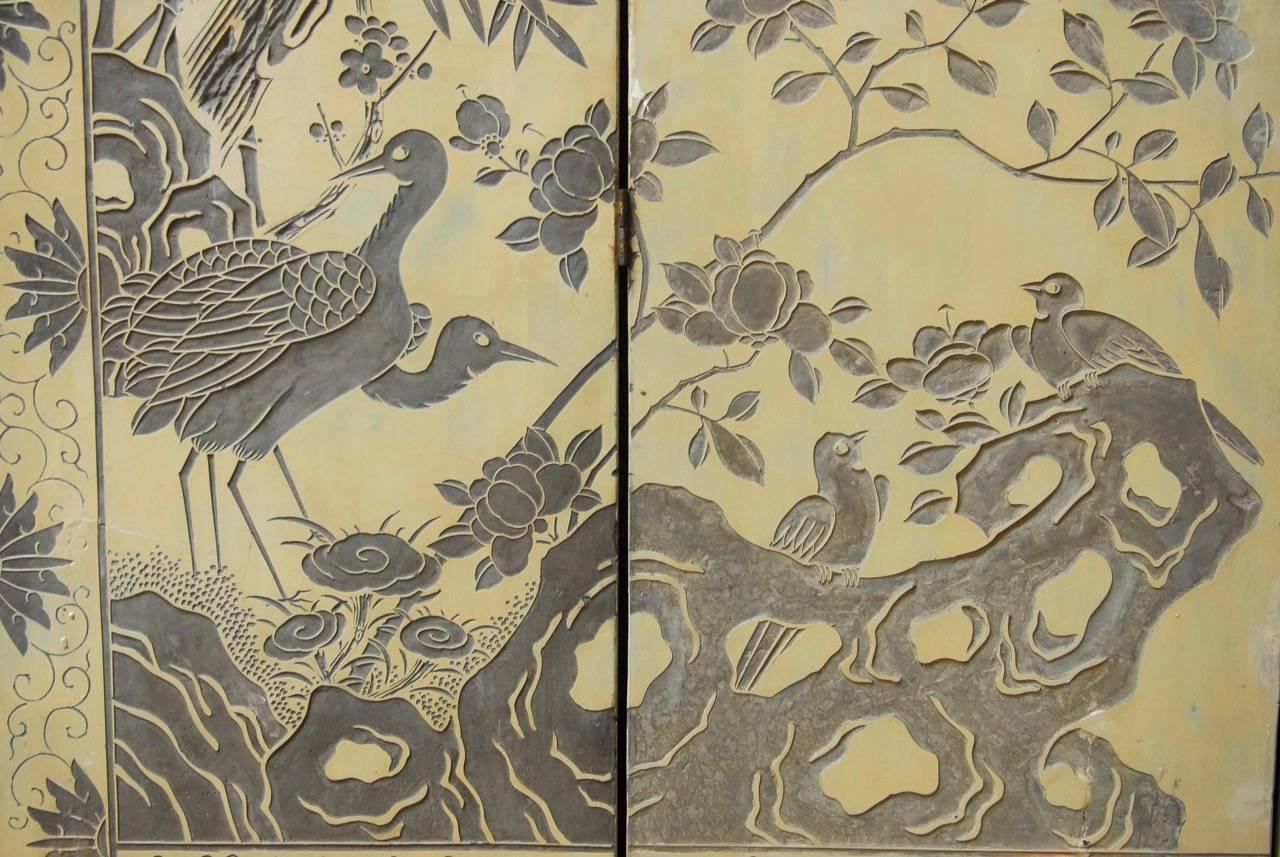 Chinese Eight-Panel Monochromatic Ivory Coromandel Screen 2