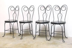 Set of Four Metal Bistro or Ice Cream Parlor Chairs