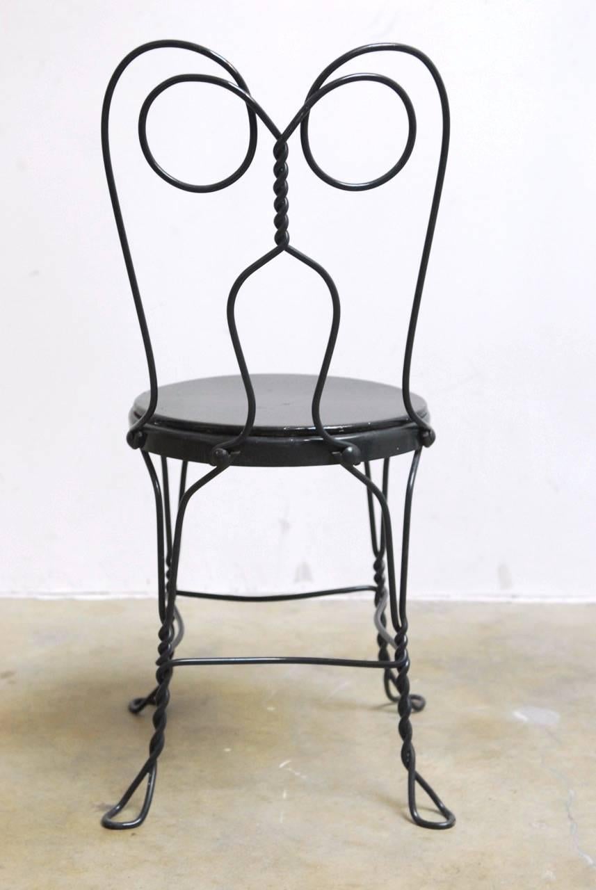 20th Century Set of Four Metal Bistro or Ice Cream Parlor Chairs 