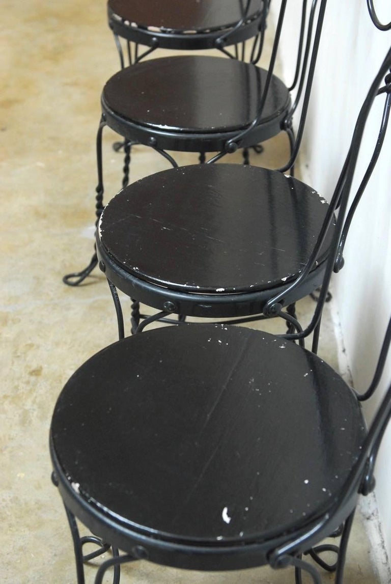 Set of Four Metal Bistro or Ice Cream Parlor Chairs at 1stDibs ice