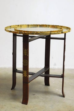 Asian Folding Brass Tea Tray Table or Drinks Table