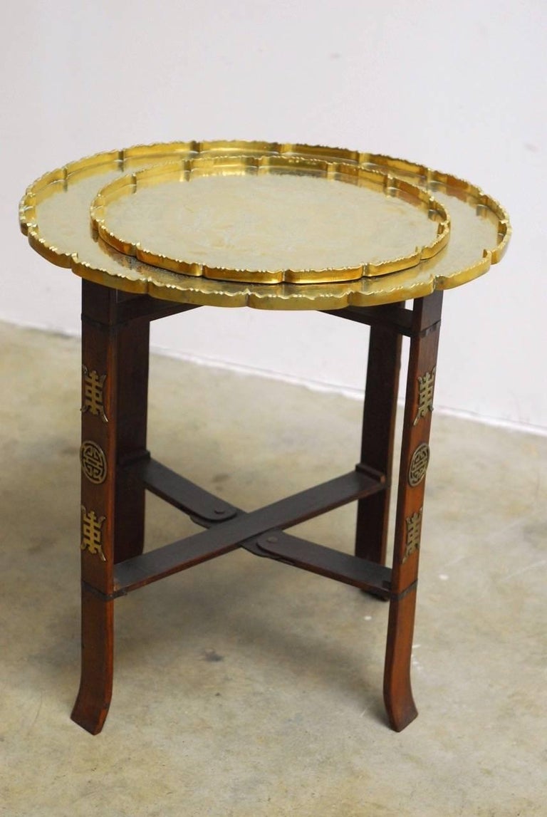 Asian Folding Brass Tea Tray Table or Drinks Table at 1stDibs asian