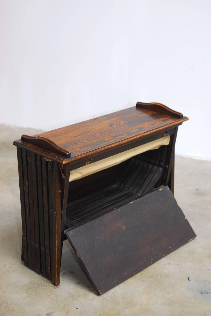 Oak WWI British Officer's Campaign Field Cot Desk or Cabinetta