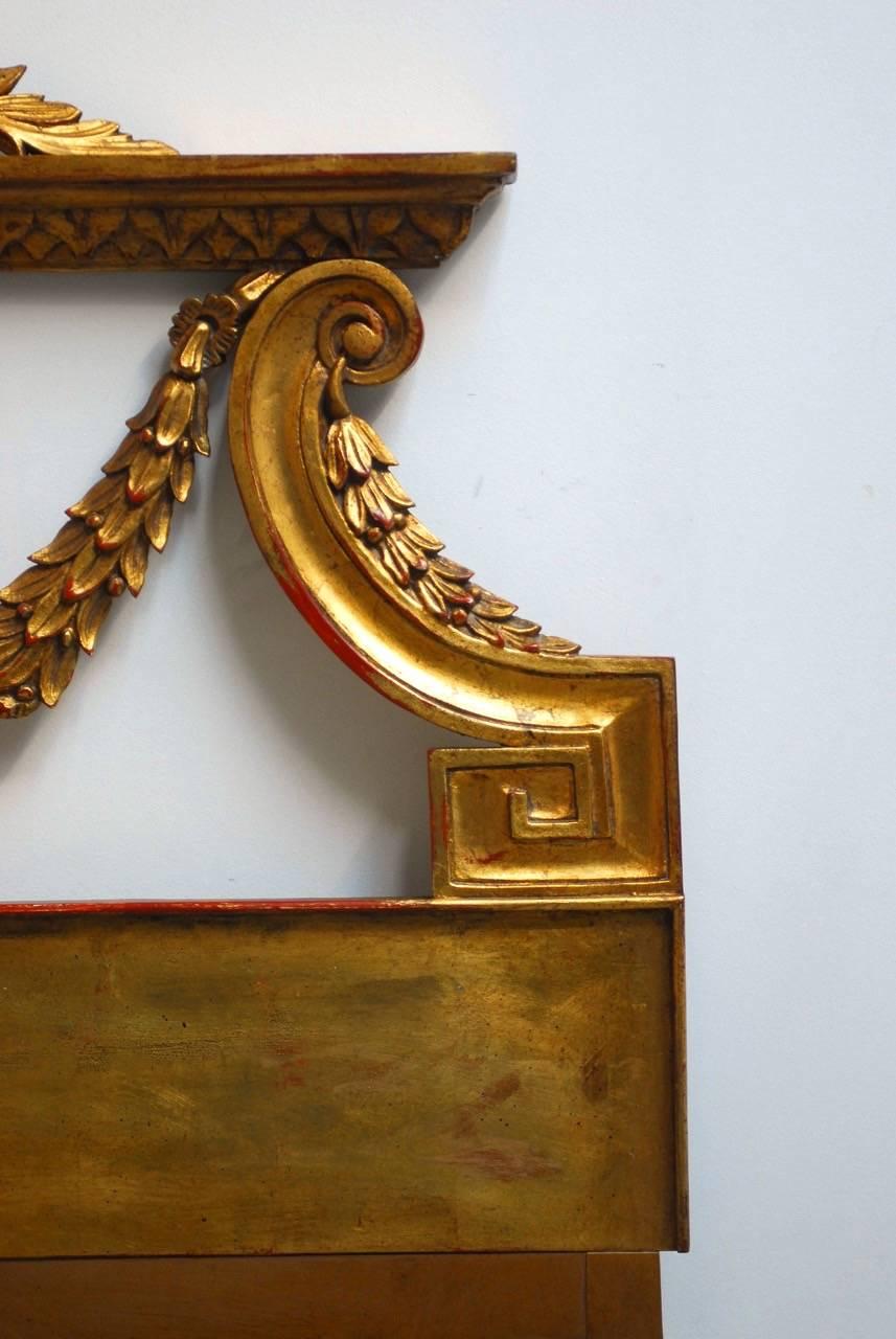Hand-Carved Italian Neoclassical Carved Gold Leaf Gilt Headboard