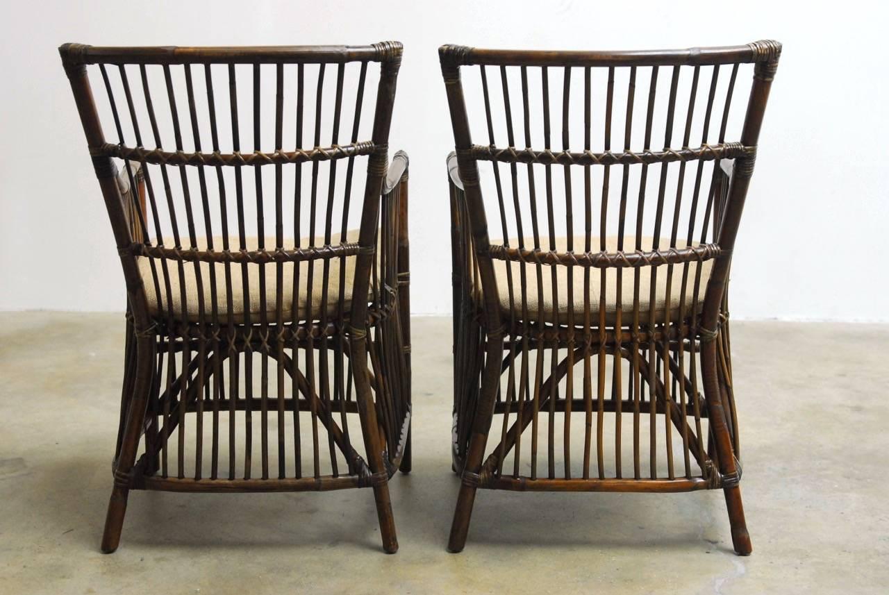 Pair of Asian Bamboo and Rattan Armchairs  1