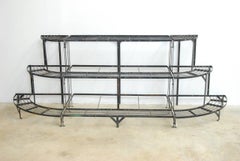 French Art Deco Three-Tier Metal Demilune Plant Stand