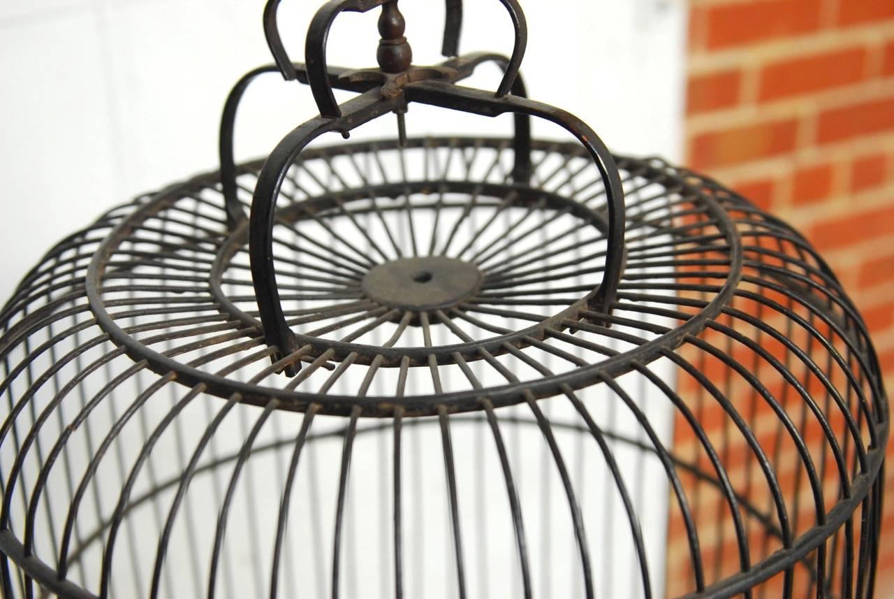 Brass Antique Chinese Domed Bamboo Bird Cage 