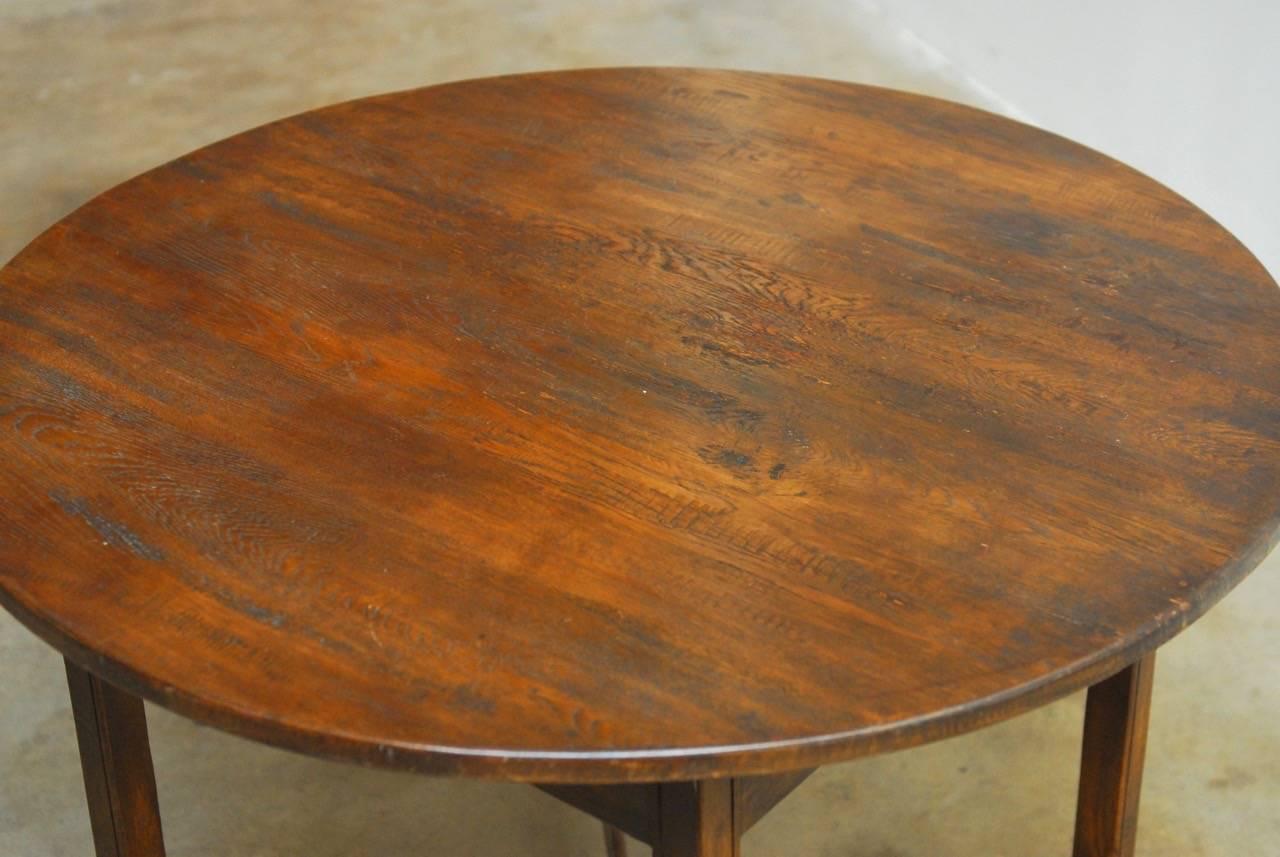 Hand-Crafted 19th Century Round English Oak Tavern Center Table