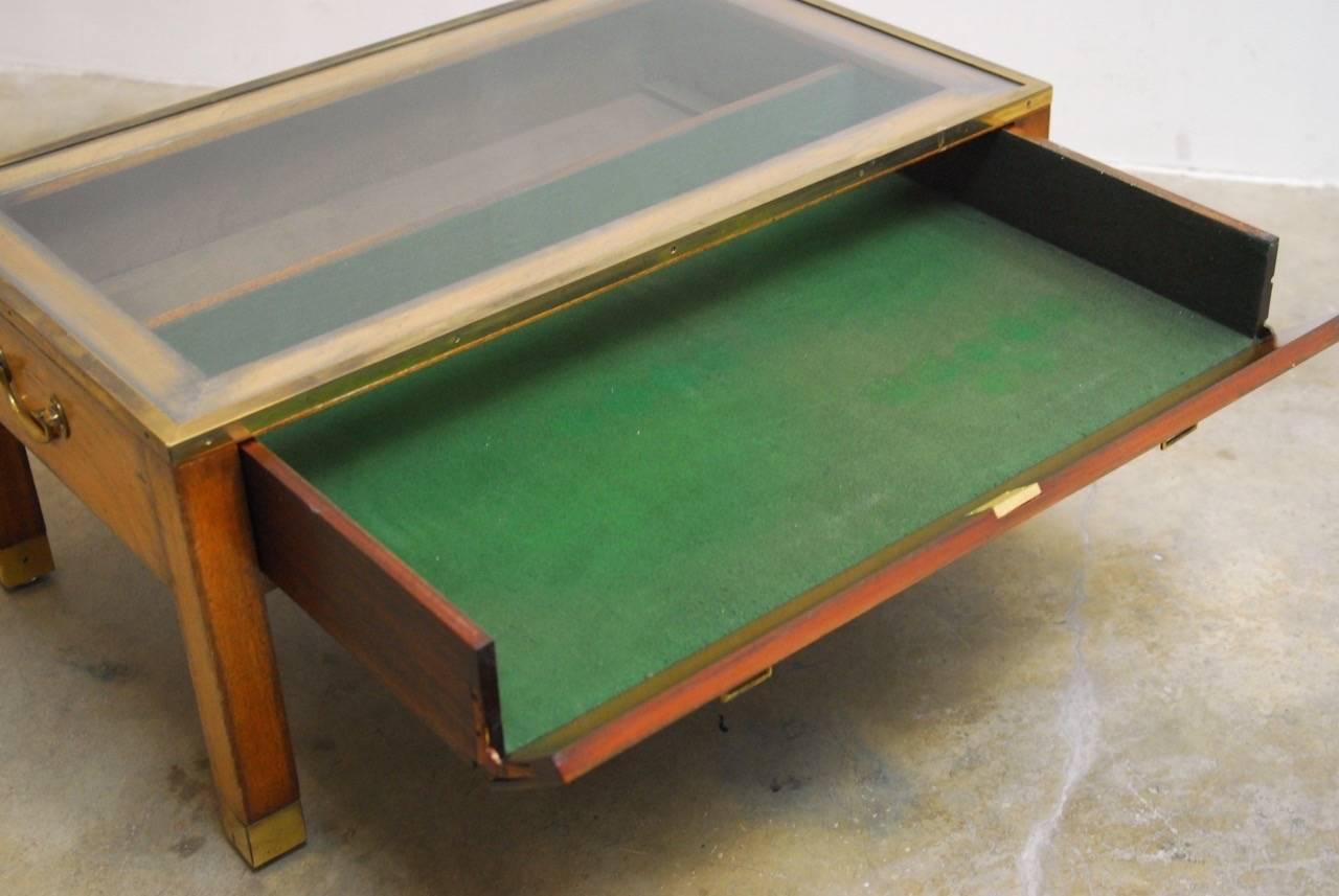 Hand-Crafted 19th Century English Mahogany Campaign Coffee Table Display Case