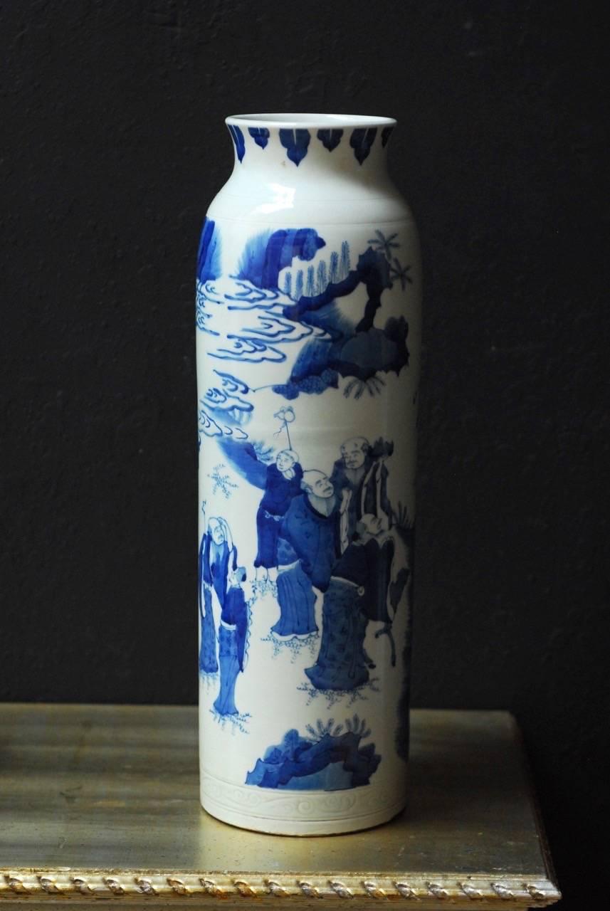 Pair of Chinese Blue and White Porcelain Immortal Vases 1