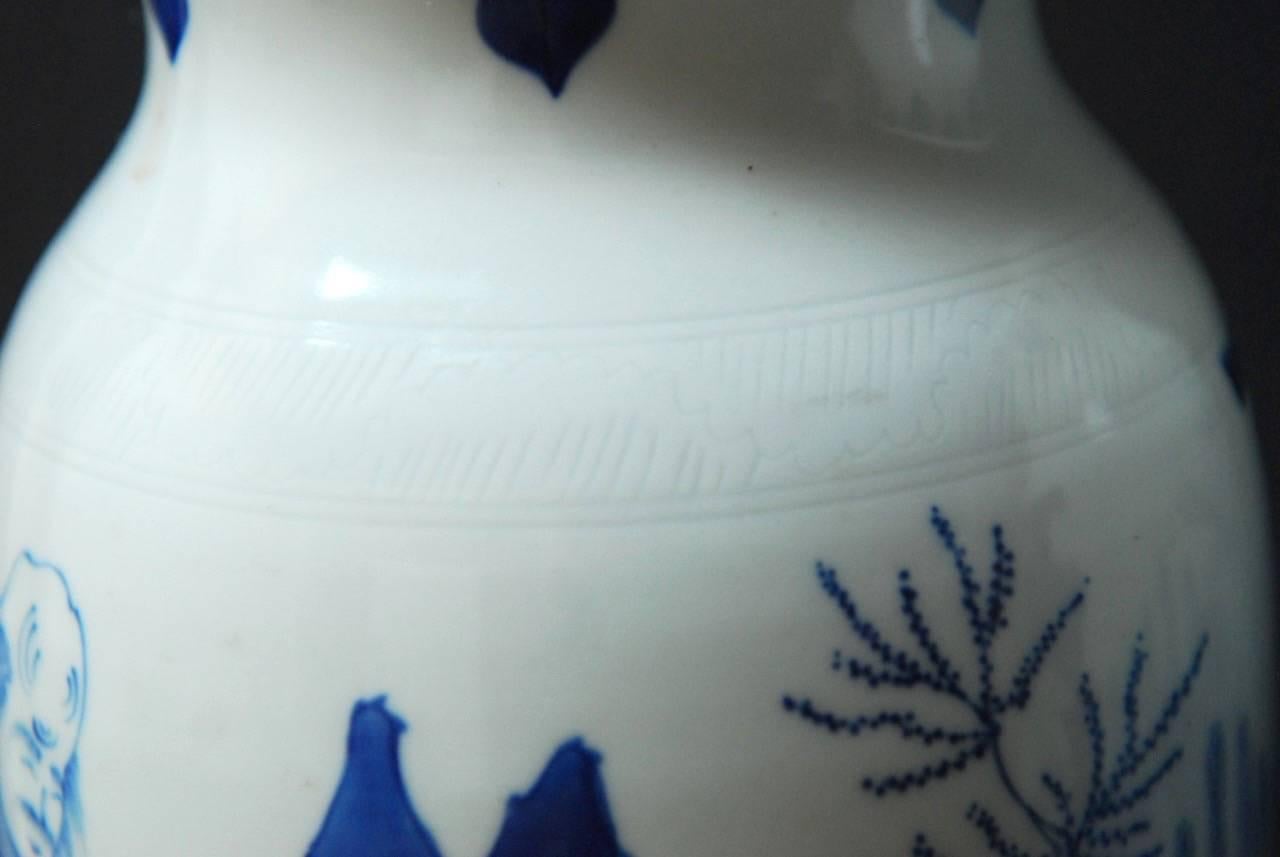 Pair of Chinese Blue and White Porcelain Immortal Vases 3