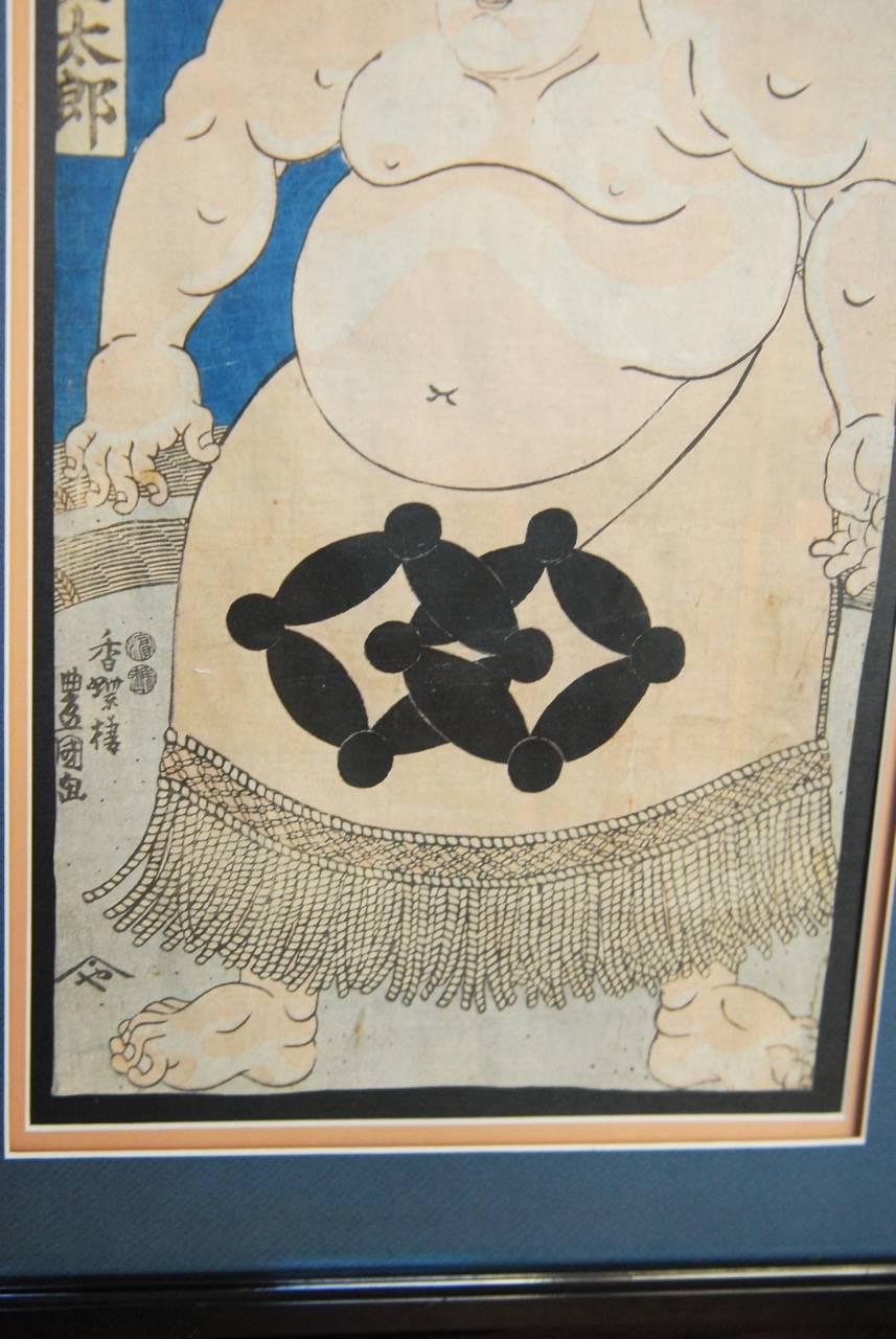 Ebonized Utagawa Kunisada ‘Toyokuni III’ Sumo Woodblock Print