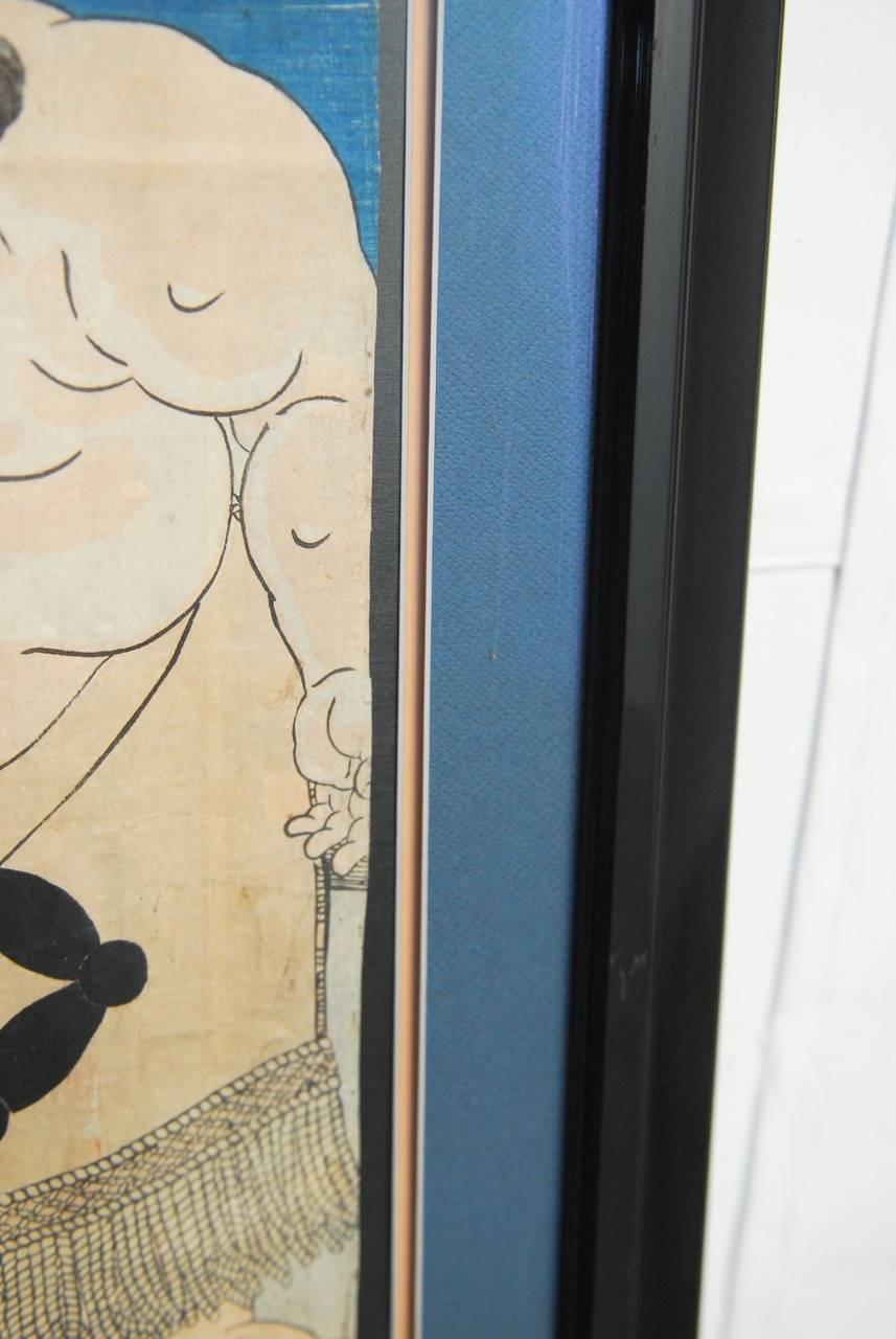 Utagawa Kunisada ‘Toyokuni III’ Sumo Woodblock Print In Good Condition In Rio Vista, CA
