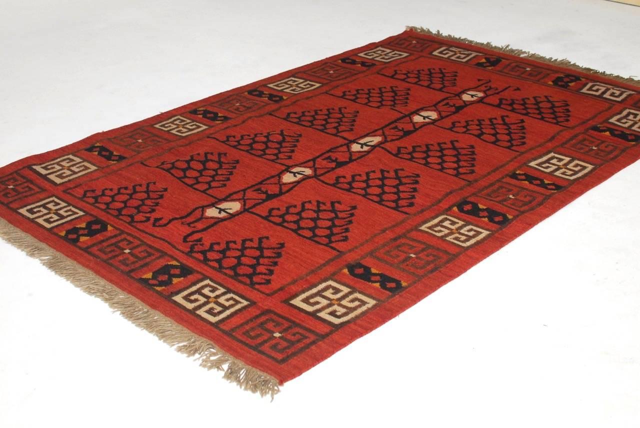 Tribal Afghan Geometric Flatweave Rug