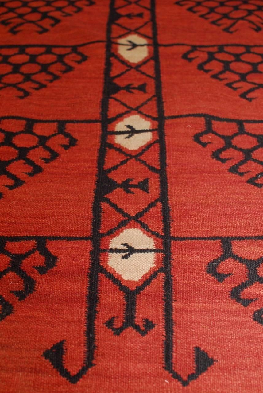 20th Century Afghan Geometric Flatweave Rug