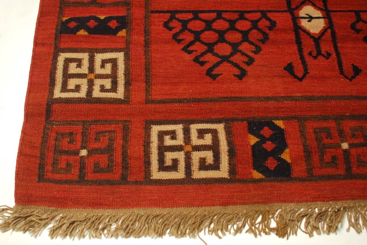 Hand-Crafted Afghan Geometric Flatweave Rug
