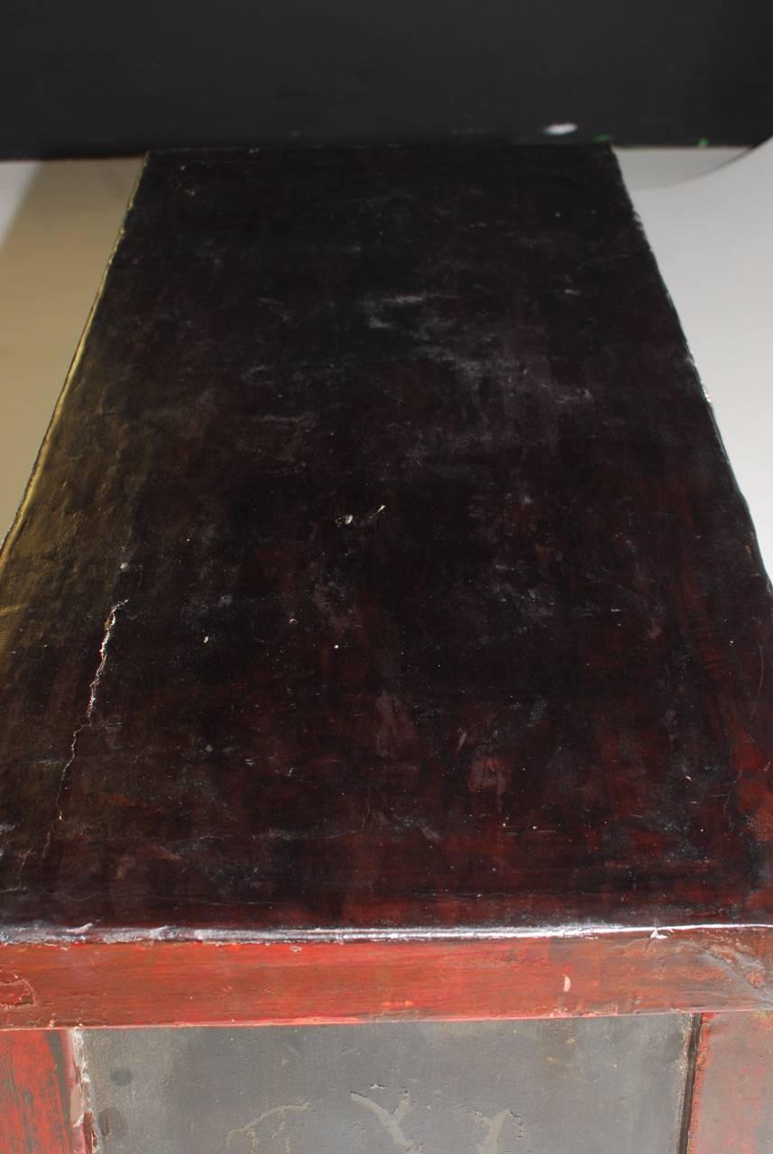 Qing 19th Century Chinese Red Lacquer Provincial Coffer