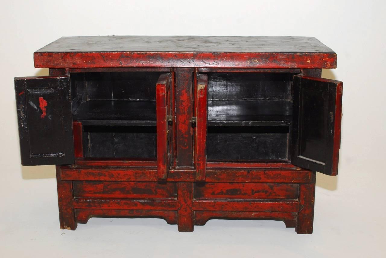 19th Century Chinese Red Lacquer Provincial Coffer 1
