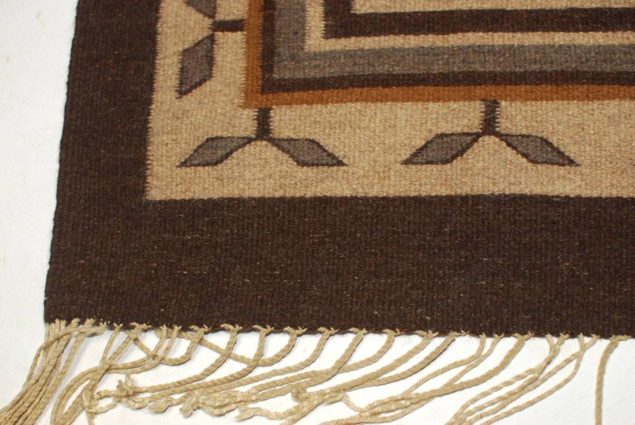 Modern Vintage Navajo Geometric Flatweave Carpet For Sale