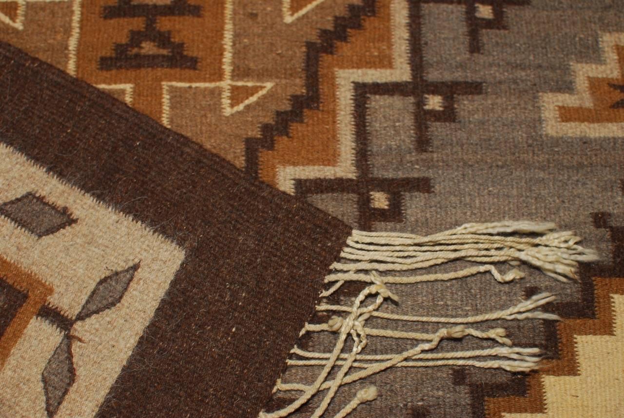 20th Century Vintage Navajo Geometric Flatweave Carpet For Sale