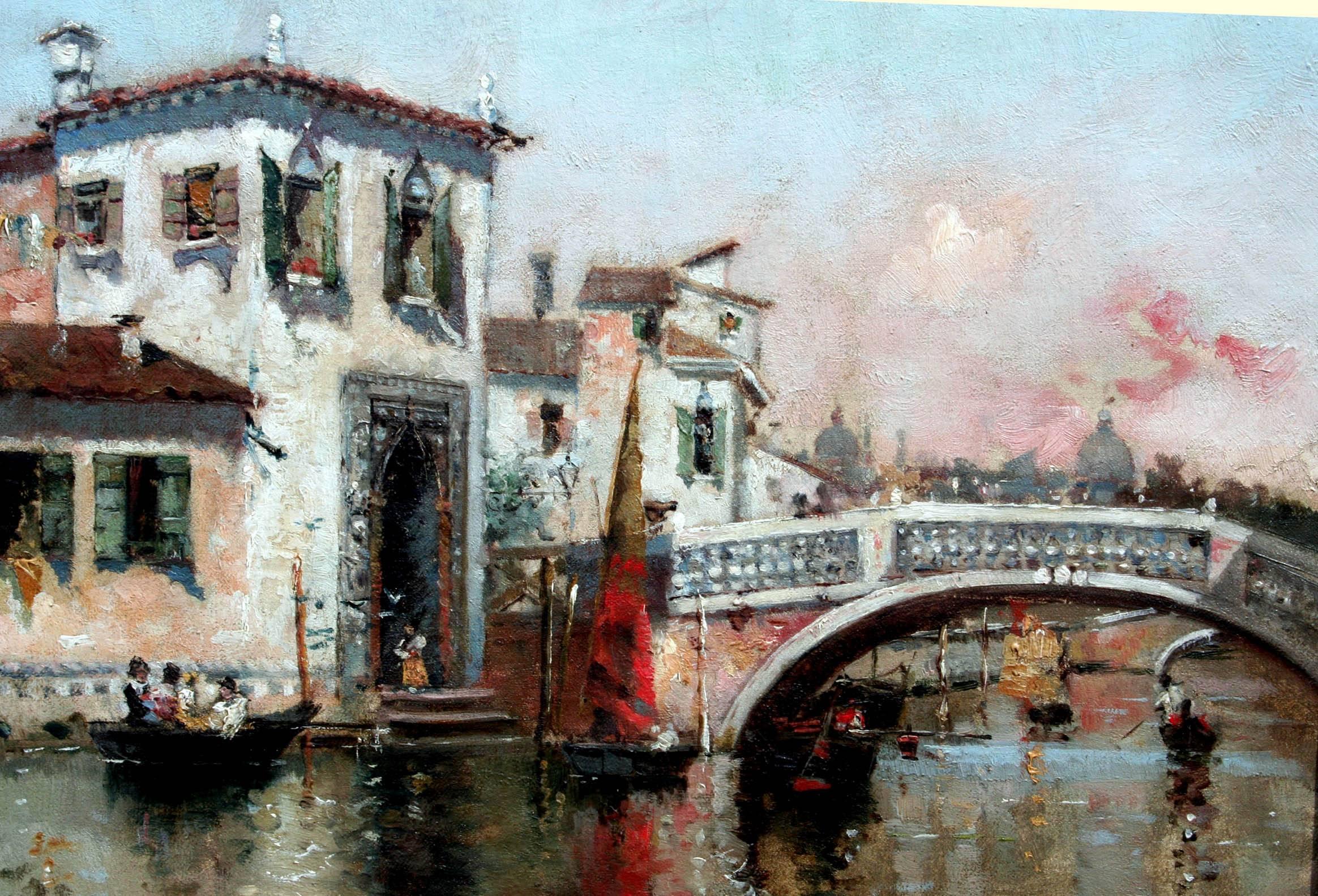 Painted Painting of Venice by Antonio Maria de Reyna Manescau For Sale