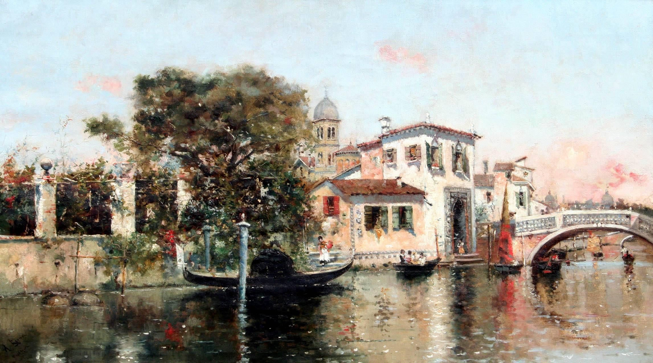 Painting of Venice by Antonio Maria de Reyna Manescau In Good Condition For Sale In Alexandria, VA