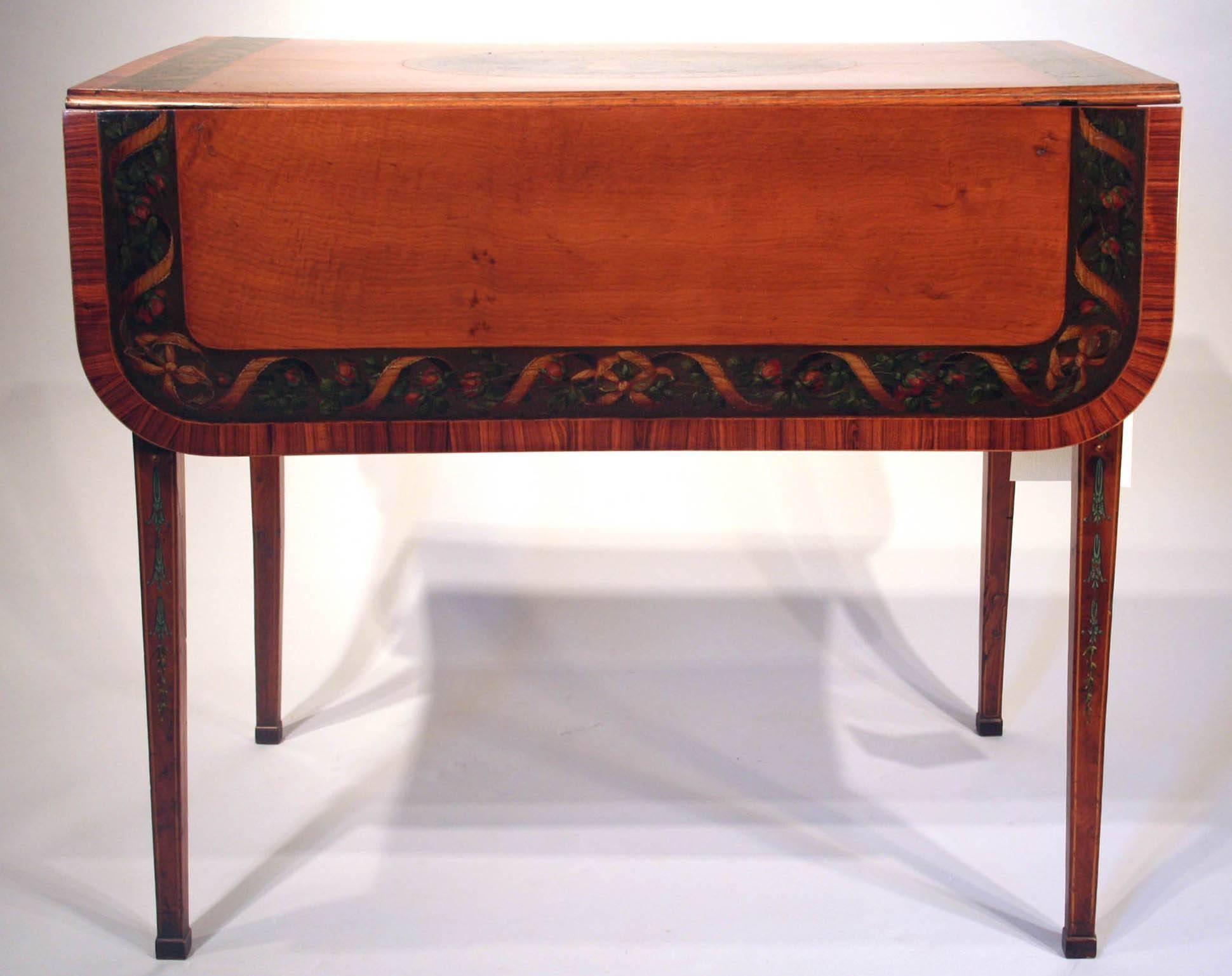 Adam Style George III Painted Satinwood Pembroke Table, England, circa 1790 For Sale