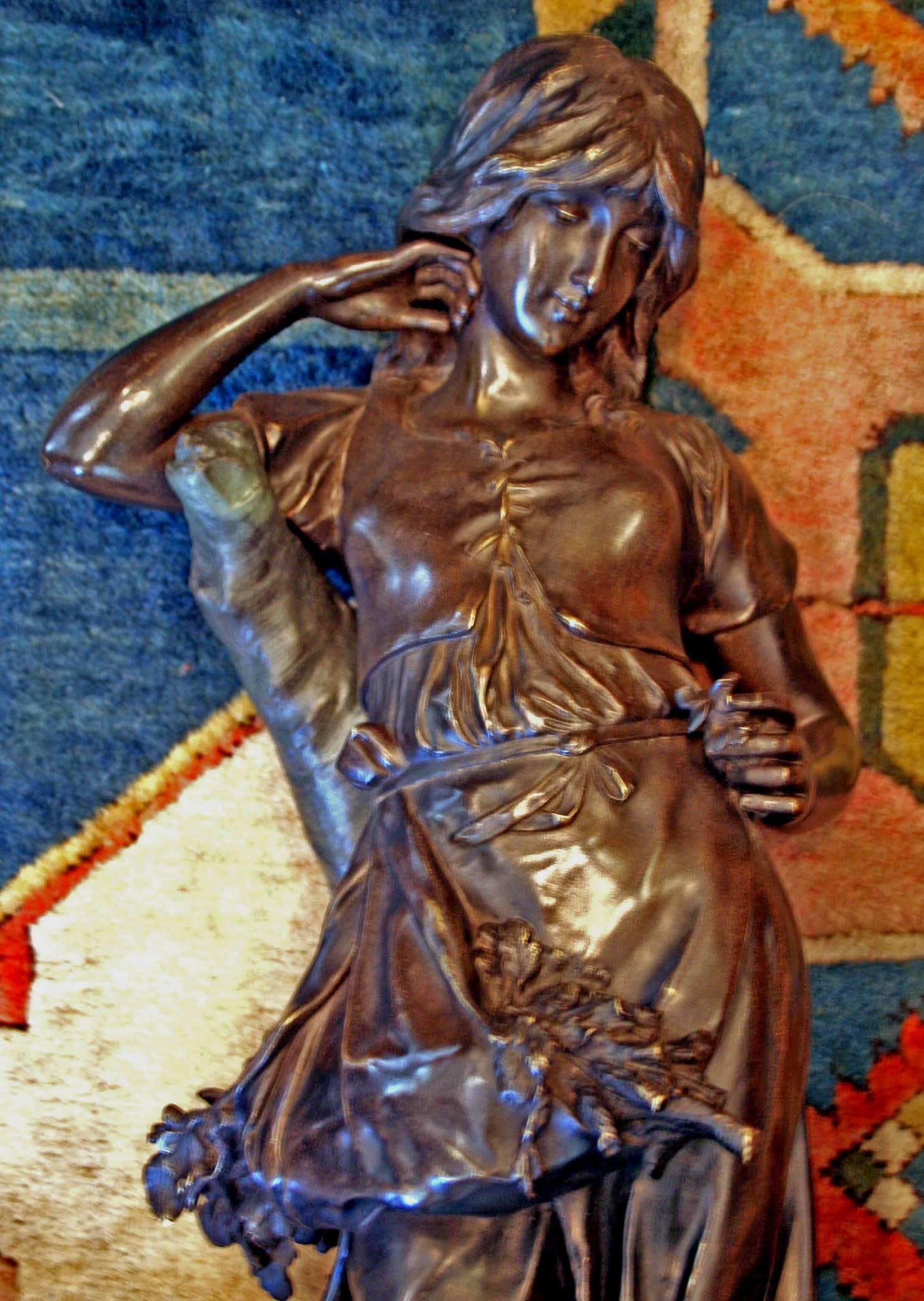 Belle Époque Bronze Figural Sculpture by Adrien Étienne Gaudez For Sale