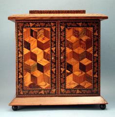 Antique English Tunbridgeware Dresser Cabinet or Jewelry Box