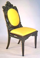 Pair of Antique Anglo-Indian Carved Ebony Side Chairs