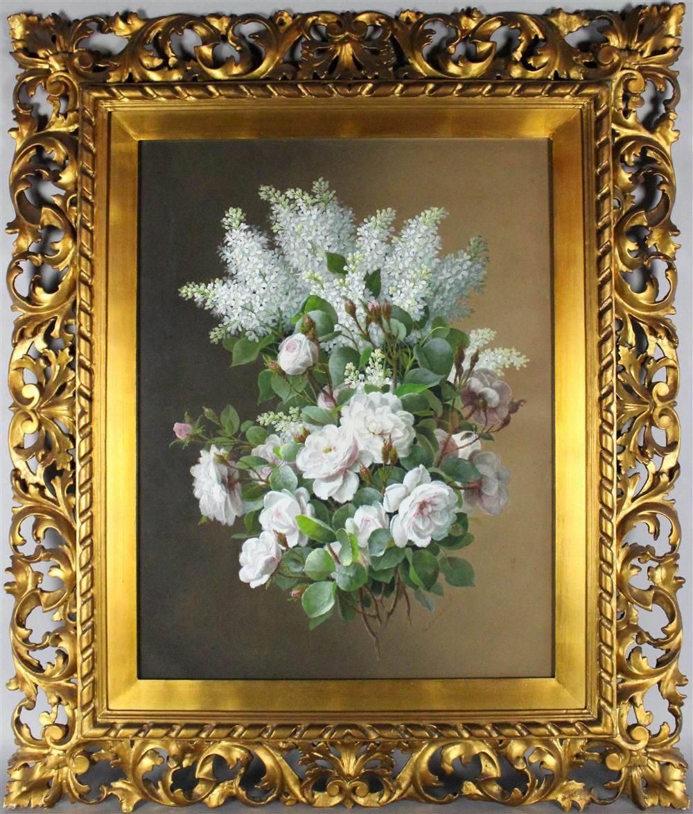 Pair of Flower Paintings by Raul Maucherat de Longpré In Good Condition For Sale In Alexandria, VA
