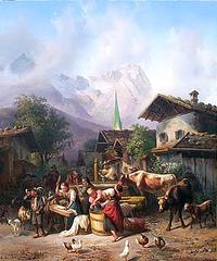Painting of a Village by Joseph Heinrick Ludwig Marr
