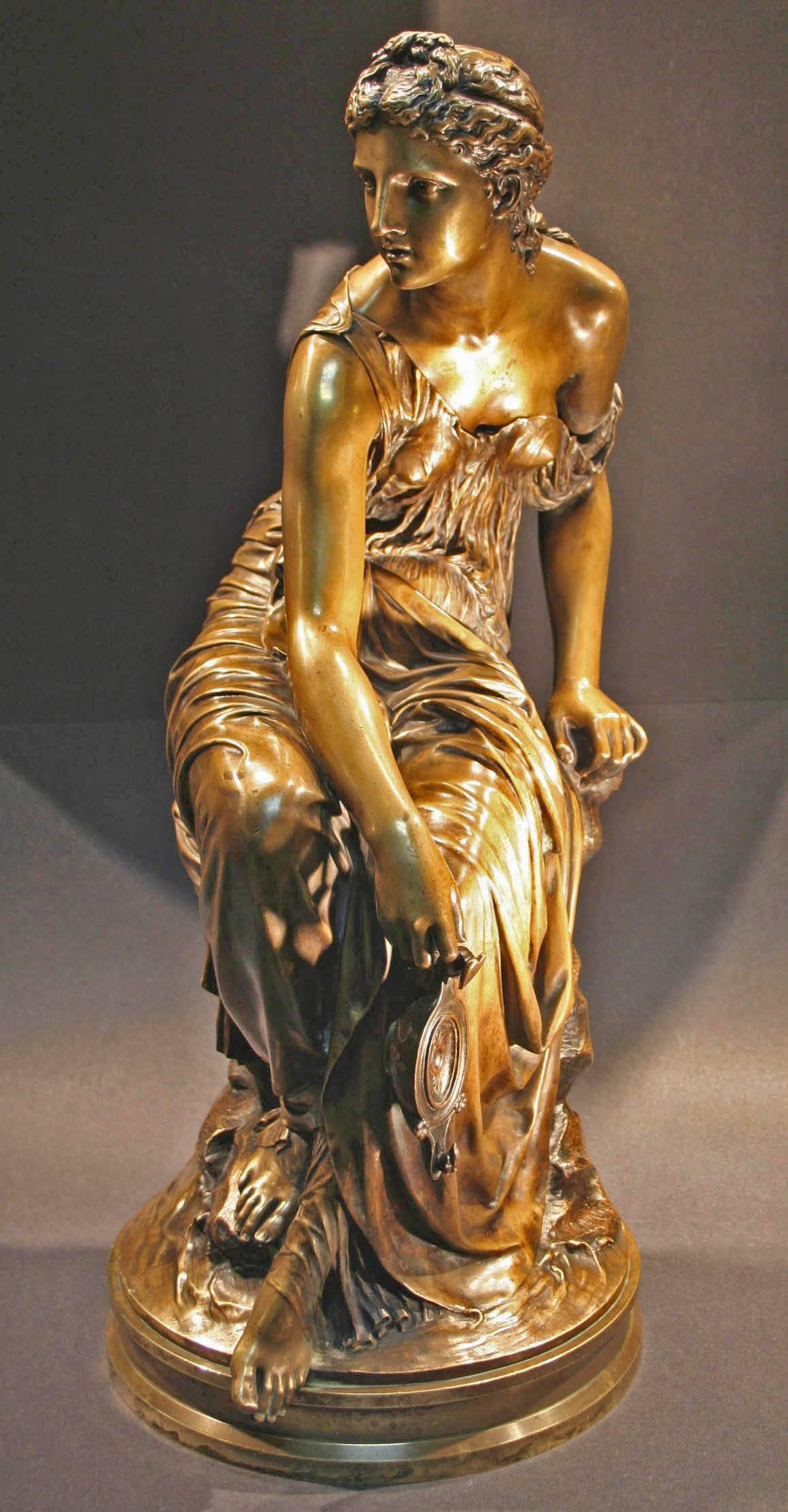 French 19th Century Bronze Sculpture of La Nuit (Night) by Etienne-Henri Dumaige  For Sale